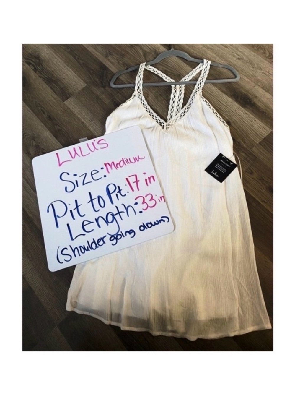 LULUS White Crochet Gauze Mini Dress Size Medium New! - Picture 8 of 9